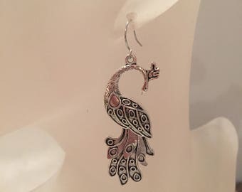Silver Peacock earrings