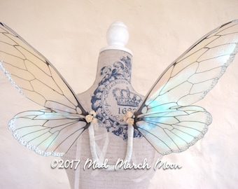 Vintage 'Plain' Iridescent Fairy Wings, small size wearable fairy wings, poseable fairy costume wings