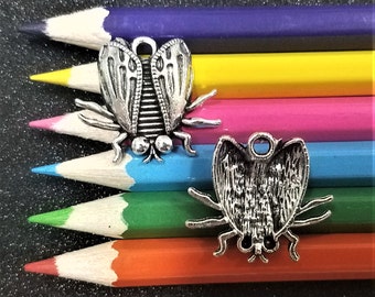 5 PCS - Fly Insect Bug Silver Charm Pendant C0266