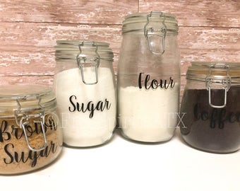 Kitchen Canister Labels/Kitchen Canister Decals/Kitchen Canisters/Canister Set Labels/Pantry Decals/Flour/Sugar/Coffee Decals/Pantry Decal