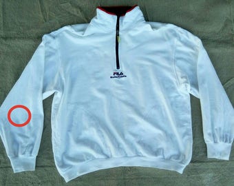 Vtg FILA 1/4 Zip Pullover White Sweater Made In Japan