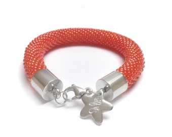 Orange lobster Bracelet • Lobster Orange bracelet • Bead crochet bracelet • Lobster orange crochet bracelet • Gift idea