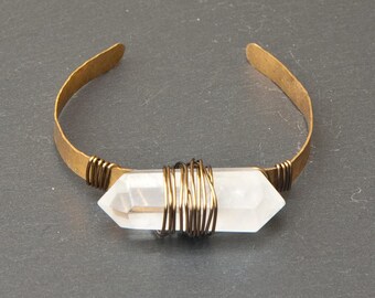 quartz bracelet, Crystal cuff, crystal bangle, raw quartz, crystal bracelet, crystal jewelry, raw jewelry, raw stone, raw crystal, bracelet