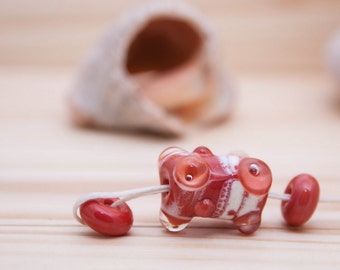 Handmade Lampwork Bead, Focal Bead, Sea Lampwork Bead, Coral, Glass Bead, Sea