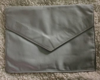 Vintage leather gray clutch handbag