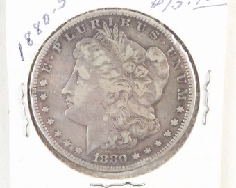 1880 S Morgan Silver Dollar Collectible Coin, One Dollar Coin San Francisco Mint, Vintage Coin