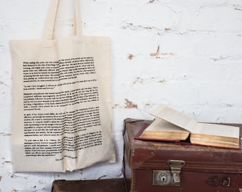 Pride And Prejudice Cotton Tote Bag - Book Page Print - Mr Darcy Proposal - Jane Austen Quote - Cotton Book Bag - Gift for Book Lover