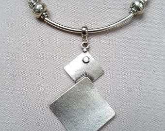 leather and silver bib necklace