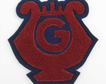 Vintage Large Chenille Letterman Jacket Band Music Patch "G" Red & Blue