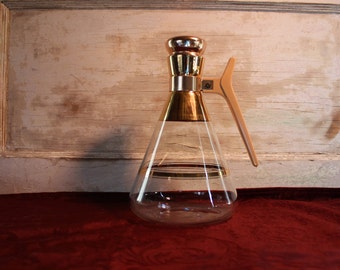 Inland Glass Vintage Empress Glass Coffee Carafe Copper Trim