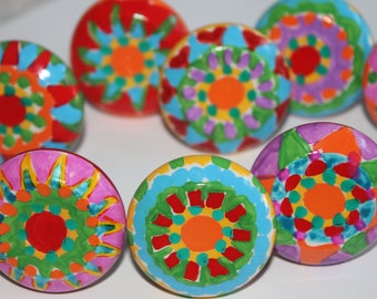 COLOR SPLASH 8 knobs hand painted whimsy