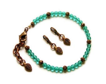 Green and Copper Tracking Bracelet, Weight Watchers, Carbs, Calories, Water Meds, Calculate, Count, Track