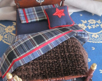 Bed miniature sailor for dollhouses