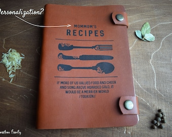 Personalized cookbook/Leather recipe book/Custom recipes/Birthday gift/3rd anniversary gift/Gift for mum
