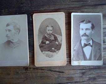 Vintage Photos Cabinet Cards Men Baby Collection Collage Mixed Media Scrapbook old Photo