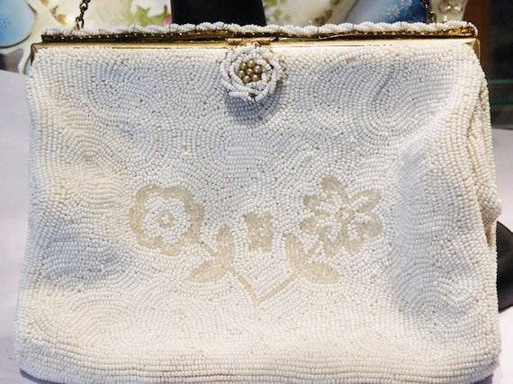French Bead Purse / Hand Beaded Evening Bag / Handbag Made In France
