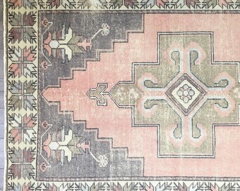 8,7 x 4.2 - tapis turque Vintage | Faded rose Oushak turque | Tapis rose et brun