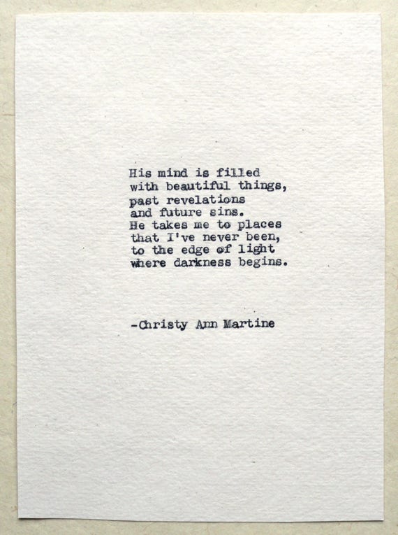Romantic Gift for Him - Beautiful Things Poem Hand Typed by Author - His Mind is Filled with Beautiful Things Gifts for Boyfriend or Husband