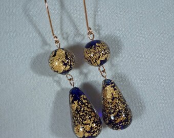 Cobalt Blue Italian Glass Earrings(LVE128)
