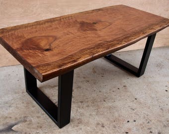 Live Edge Walnut Coffee Table with Steel Base