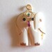 Celluloid Carved Elephant Ivory Pendant 14k Gold 585 Mini Gemstones Vintage
