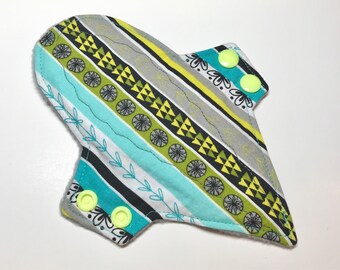 7" Thong Liner - Reusable Thong Pantyliner - Turquoise Floral Liner