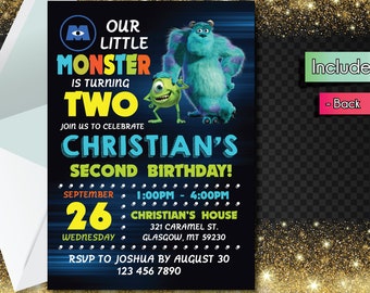Editable PDF Monster Inc Birthday Invitation!! Downloadable Monster Inc Birthday Party Invitation!!