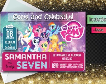 Editable PDF Little Pony Birthday Invitation!! Downloadable Little Pony Birthday Party Invitation!!
