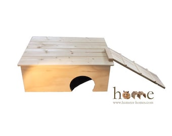 Large Guinea Pig House with Ladder and Platform Roof