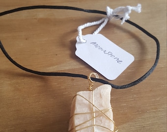 Hand Made Moonstone Wire Wrapped Necklace