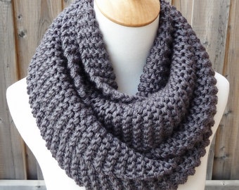 Charcoal Gray Infinity Scarf - Gray Infinity Scarf - Chunky Knit Scarf - Circle Scarf - Ready to Ship