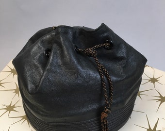 Vintage 30s Leather Handbag// Vintage Deco Era Purse// 30s Wristlet