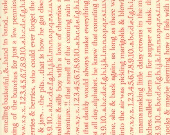 Ella and Ollie - Text in Strawberry Red : sku 20304-21 cotton quilting fabric by Fig Tree and Co. for Moda Fabrics