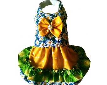 A pretty little dog dress or vest for St. Patrick's day for your Irish Pet or Chihuahua or Yorkie or a Spring daisy dress