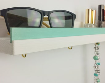 Shelf, white & Mint green, 30cm