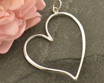 Sterling Silver Large Open Heart Pendant