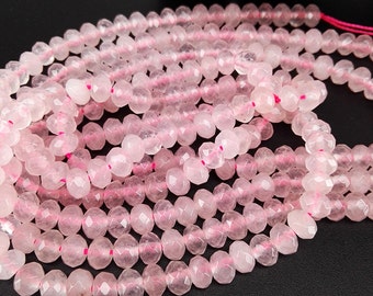 Full Strand 6x4mm 90pcs Light Pink Agate Faceted Rondelle Beads Agate Gemstone Beads
