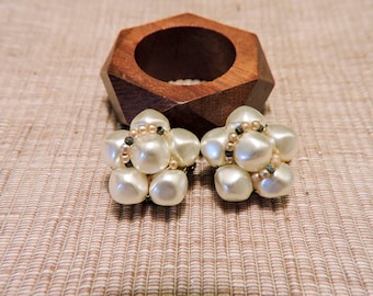 Vintage Pair of Clip On Cluster Earrings