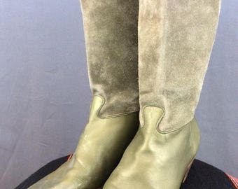 Vintage French Boots 80s Slouch Boots Handmade Boots Womens 80s Boots 8