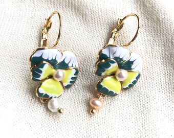 Viola Earrings -Enamel Flower Earrings