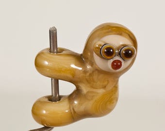 SALE - Dark Tan Sloth Lampwork Glass Bead