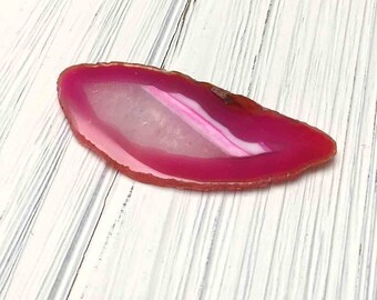 Agate Slice. Bright Pink. White. Undrilled. Altar Stone. Matrix Stone. Reiki Stone. Wire Wrapping Stone. 78mm-35mm. One (1)