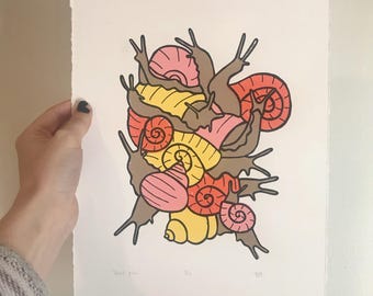 snail pile screen print