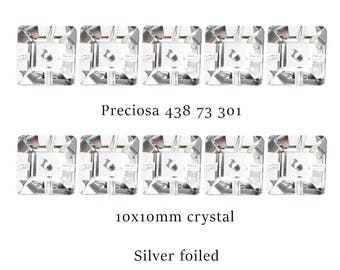 Sew on crystal square with 1 hole. 10x10mm. Price is for 10 pieces