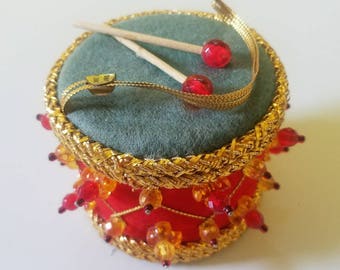 Vintage Hand Beaded Satin Ornaments Crafty, Kitschy, and Colorful