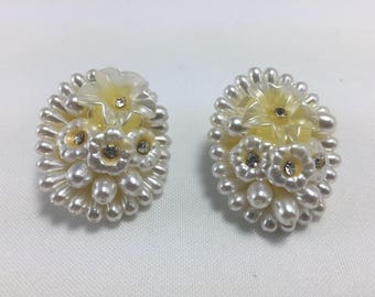 Vintage Faux Pearl and Rhinestone earings