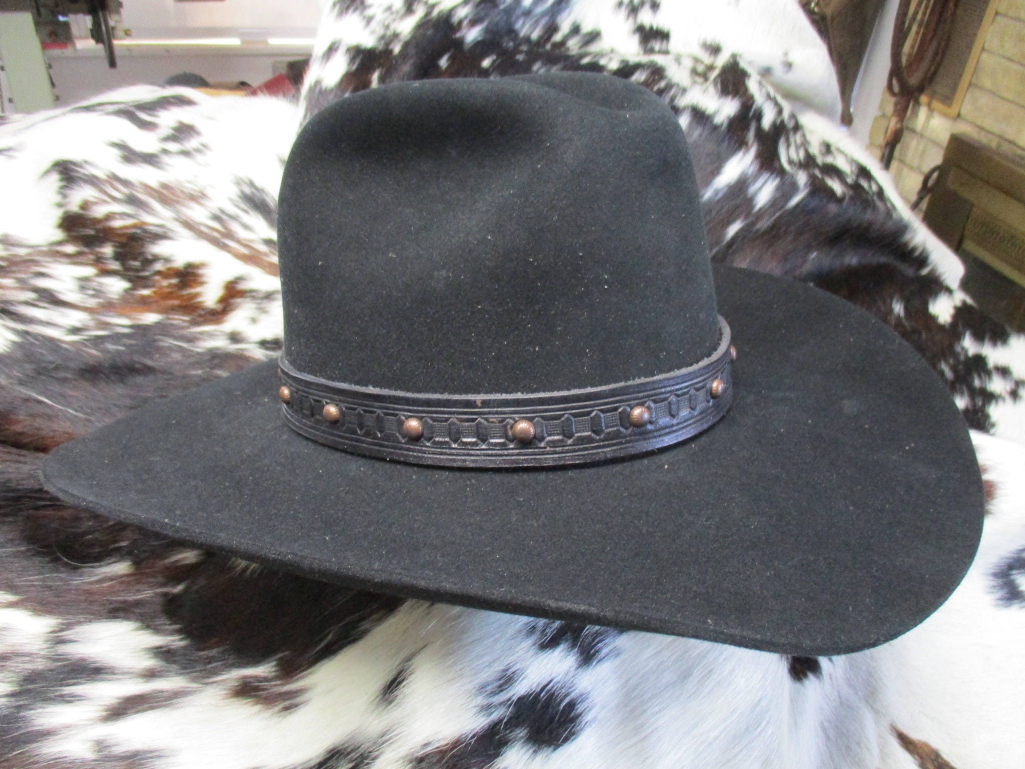Handmade Leather Hat Band Tooled Leather Hat Band with