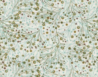 Figgy Pudding by Moda Brown, Blue, Cream 1 Yard Fabric