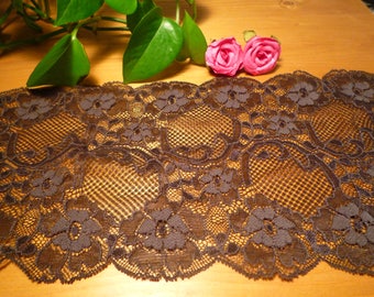 Brown stretch lace dark 16 cm wide