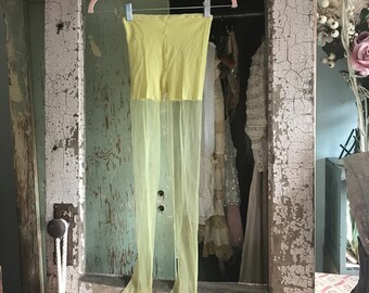 Vintage Yellow Stockings Tights Nylons E12